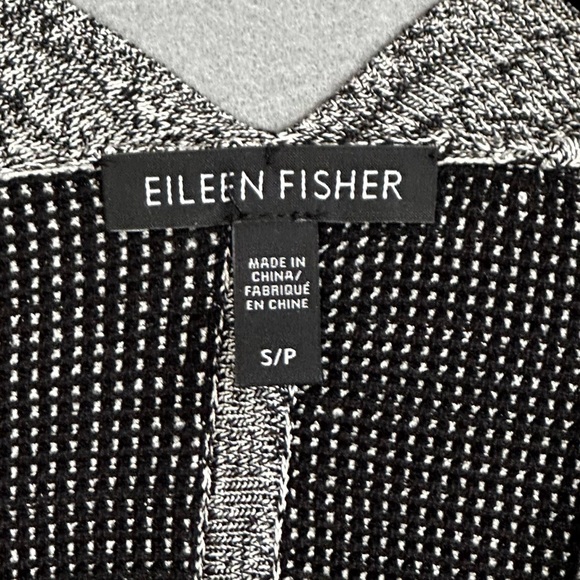 Eileen Fisher Silk Organic Cotton Open Front Striated Cardigan Grey Black Size S - Picture 2 of 8
